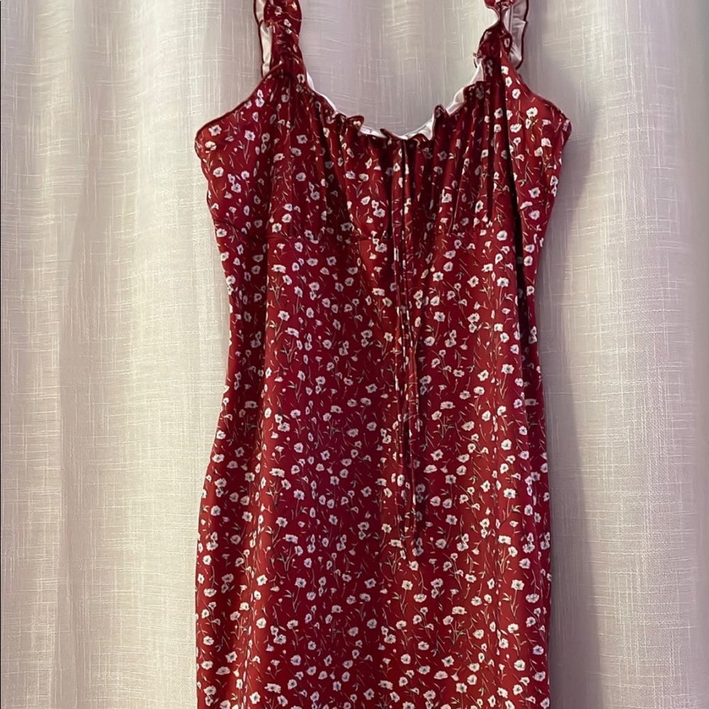 red floral dress